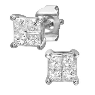 Diamant L'éternel Womens Ladies 9ct White Gold 0.33ct Diamond Stud Earrings - One Size