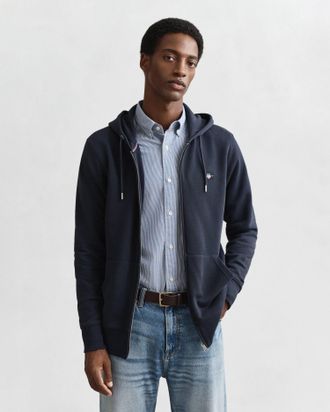 GANT Men Shield Zip Hoodie (XXXL) EVENING BLUE