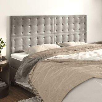 vidaXL Cabeceros 4 Unidades De Terciopelo Gris Claro 80x5x78/88 Cm Vidaxl