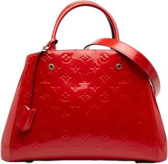 Louis Vuitton Pre-owned Montaigne MM - Dames - Pre-owned - Rood - Maat: ONE Size Leer