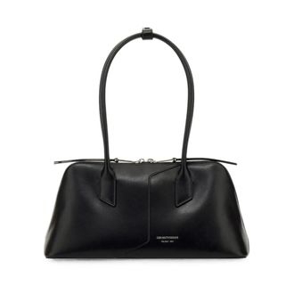Emporio Armani Borsa a spalla in pelle con logo lettering - - Bags - Donna - Nero - ONE SIZE