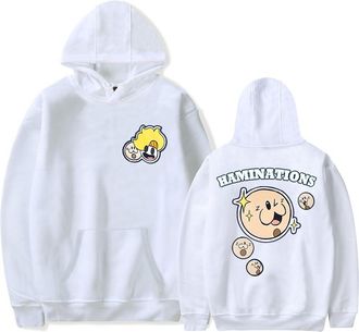 Generic Haminations Varsity Mode Print Fashion Mens Hoodie Casual Loose Hoodie Street (White,M)