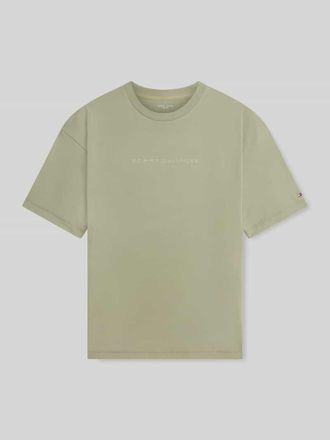 Tommy Hilfiger Regular Fit T-Shirt mit Label-Schriftzug aus reiner Baumwolle in Mint, Gr&ouml;&szlig;e XXL
