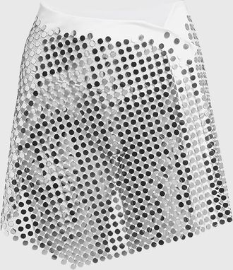 Giorgio Armani Circular Lam&eacute; Mirror Wrap Mini Skirt