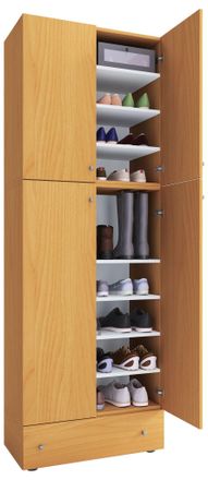 ebuy24 Gabinete De Zapato De Madera Vcm Dimensiones: Al. 200 X An. 70 X T. 39 Cm Gabinete Todo Uso 9 Compartimentos 4 Puertas Giratorias Caj&oacute;n Extra - Lona (