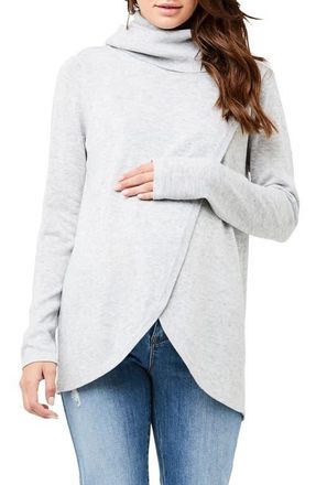 Ripe Cowl Neck Maternity/Nursing Sweater in Silver at Nordstrom, Size Medium