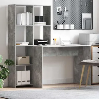 vidaXL Scrivania Grigio Cemento 138.5 X 55 X 143 Cm Legno Multistrato - Vidaxl