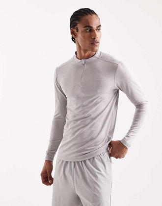 Capo Active Core - T-shirt a maniche lunghe grigio chiaro con zip corta