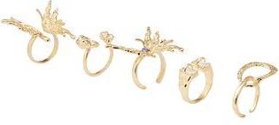 8 by YOOX BUTTERFLIES AND MULTISHAPES METALLIC RINGS SET