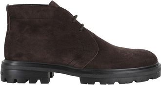 Hogan Brown Suede Ankle Boots With Toggled Tongue And Rubber Sole