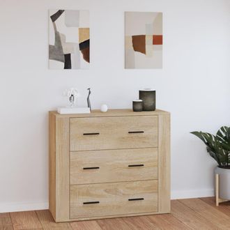 Berkfield Home Sideboard Sonoma Oak 80x33x70 cm Engineered Wood in Beige | Size: 80 x 33 x 70 cm