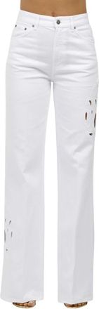 Dondup Wijde Pijp Katoenen Jeans met Borduurwerk - Dames - Loose Fit Jeans - Wit - W29 - Katoen - Jeans