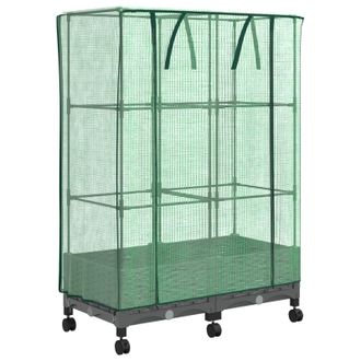 vidaXL Maceta De Jard&iacute;n Con Cubierta De Invernadero Y Ruedas 2 Uds. Pp Vidaxl