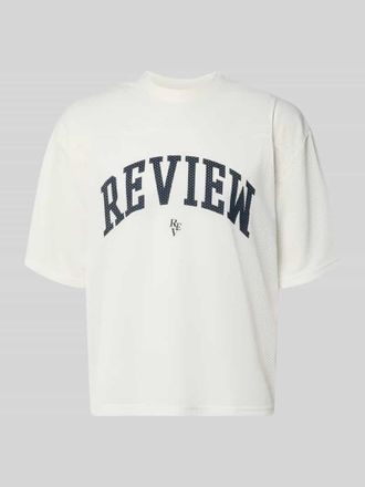 Review T-Shirt aus Mesh mit Logo-Print in Offwhite, Gr&ouml;&szlig;e XXL