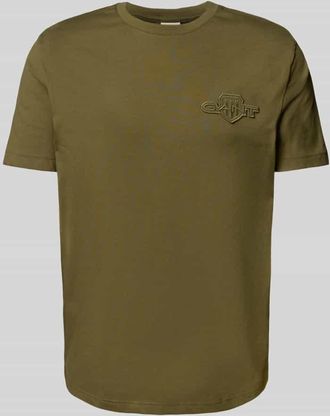GANT Regular Fit T-Shirt mit Label-Stitching und Rundhalsausschnitt in Oliv, Größe XXXL