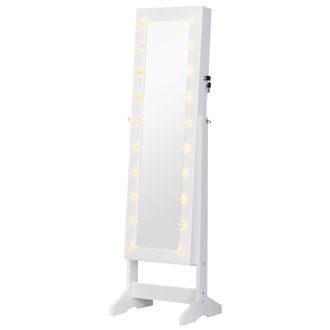 HOMCOM Joyero de pie con espejo 40x37x146cm blanco