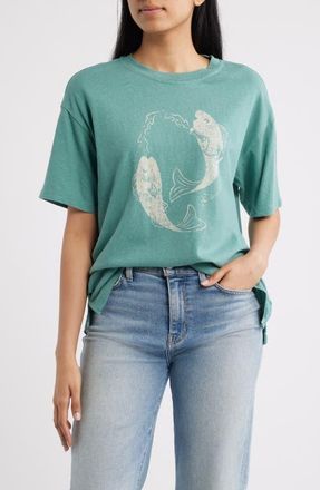 Marine Layer Fish Graphic Oversize Hemp Blend T-Shirt in Palm at Nordstrom, Size X-Large