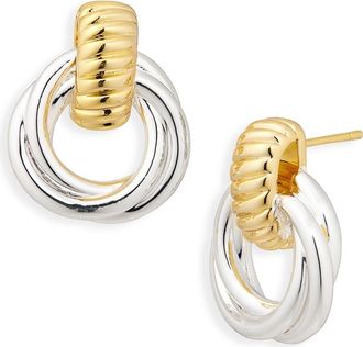 Argento Vivo Two-Tone Twisted Doorknocker Drop Earrings in Gold/Silver at Nordstrom Rack