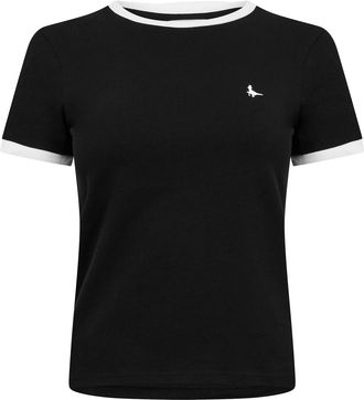 Jack Wills Trinkey Ringer T-shirt voor dames (Zwart)
