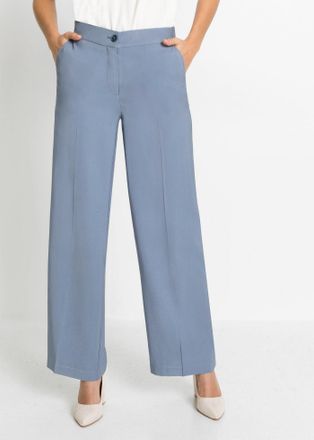Bonprix Stoffhose BONPRIX Leichte Marlenehose mit Viskose, Damen, Gr. 36, N-Gr, rauchblau, Web, Obermaterial: 92% Viskose, 8% Polyester, gepflegt, unifarben, 