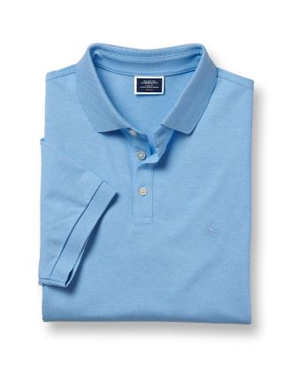 CHARLES TYRWHITT Pique Cotton Polo - Light Blue Size Large by Charles Tyrwhitt