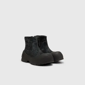 Diesel D-Donald - Denim ankle boots with wraparound rubber sole - Boots - Man - Black