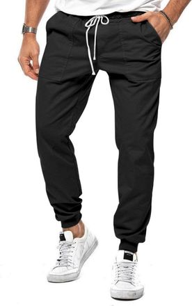 SHEKINI Mens Casual Jogging Sweatpants Drawstring Elastic Waist Pants Track Pants Trousers with Pockets(Black,XL)