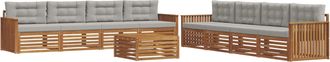 vidaXL Conjunto De Sof&aacute;s De Exterior 9 Uds. Natural Y Gris Claro Vidaxl