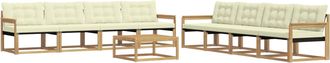 vidaXL Conjunto De Sof&aacute;s De Exterior 9 Uds. Blanco Y Crema Vidaxl