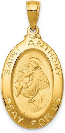 Diamond2Deal 10k Yellow Gold Saint Anthony Oval Medal Pendant