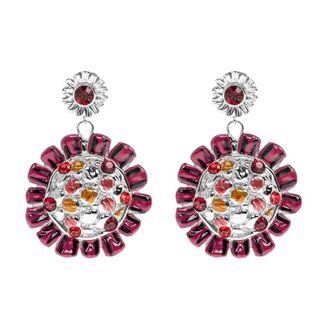 Marni Orecchini in ottone con motivo floreale - - Accessories - Donna - Rosso - ONE SIZE