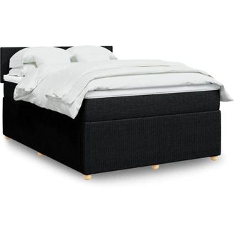 vidaXL Vidaxl - Cama Box Spring Con Colch&oacute;n Tela Negro 140x190 Cm