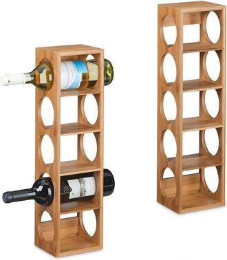 Relaxdays Relaxdays Set of 2 Wine Racks for 5 Bottles, Bamboo, HWD: 53 x 14 x 12 cm, Home, Kitchen & Bar, Bottle Holder, Natural