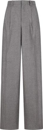 Celine Celine, Broeken, Dames, Grijs, M, Kasjmier, Geplooide broek van kasjmierflanel