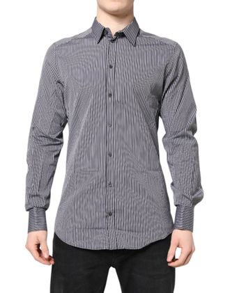 Dolce & Gabbana Black and White Striped Cotton Shirt - Black