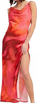 Emory Park Beaded Beauty Satin Dress In Pink