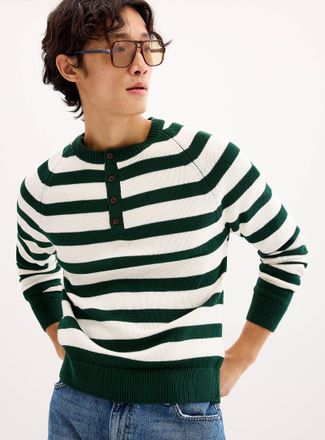 Le 31 Mens Nautical stripe Henley Shirt sweater