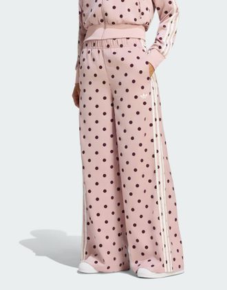 adidas Originals pantaloni a gamba larga in satin con pois lilla doppio-Viola