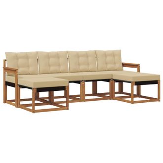 vidaXL Conjunto De Sof&aacute;s De Exterior Con Coj&iacute;n 6 Pcs Natural Y Beige Vidaxl