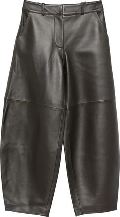 Co Cropped Leren Broek - Dames - Leren Broeken - Bruin - M - Leer - Broeken
