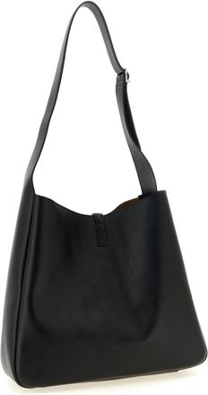 Saint Laurent Hammered Calf Leather Shoulder Bag - Black