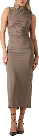 Rosemunde Kleedjes, Dames, Beige, M, Taupe Maxi Jurk met Graceful Draping