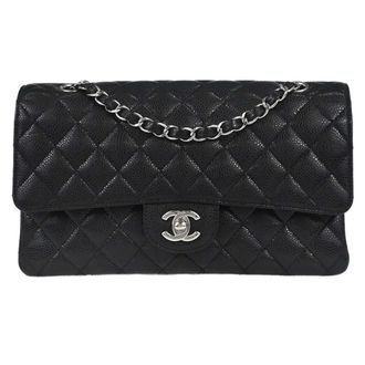 Chanel Timeless - Classic Double Flap Quilted Caviar Black Calfskin Handbag (Pre-Owned)