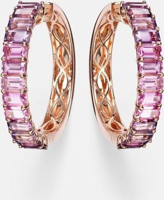 Shay Jewelry 18kt rose gold hoop earrings with sapphires and amethysts