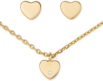 Kate Spade New York mini heart pendant necklace & stud gift set in Gold. at Nordstrom