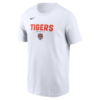 Nike Detroit Tigers Bold Team Name Nike Mens MLB T-Shirt in White | N19910ADG-D31