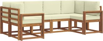 vidaXL Conjunto De Sof&aacute;s De Exterior 6 Uds. Natural Y Crema Vidaxl
