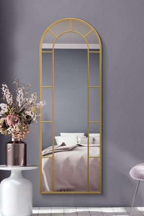 MirrorOutlet Gold Framed Arched Leaner/Wall Mirror 67 X 24 (170CM X 60CM) | Size: 1 Pack