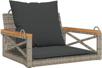 vidaXL Vidaxl - Banco Columpio Con Cojines Rat&aacute;n Sint&eacute;tico Gris 63x62x40 Cm