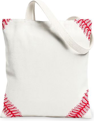 Generic Baseball Graphic Canvas Tote Bags, Sporty Fun Design Reusable Grocery Bags, Summer Lightweight Washable Shoulder Strap Canv, White, 13x15 Inch